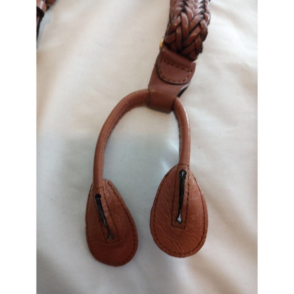 Adjustable Braided Button Suspenders Full Grain Cowhide Leather Brown Classic - Picture 8 of 8